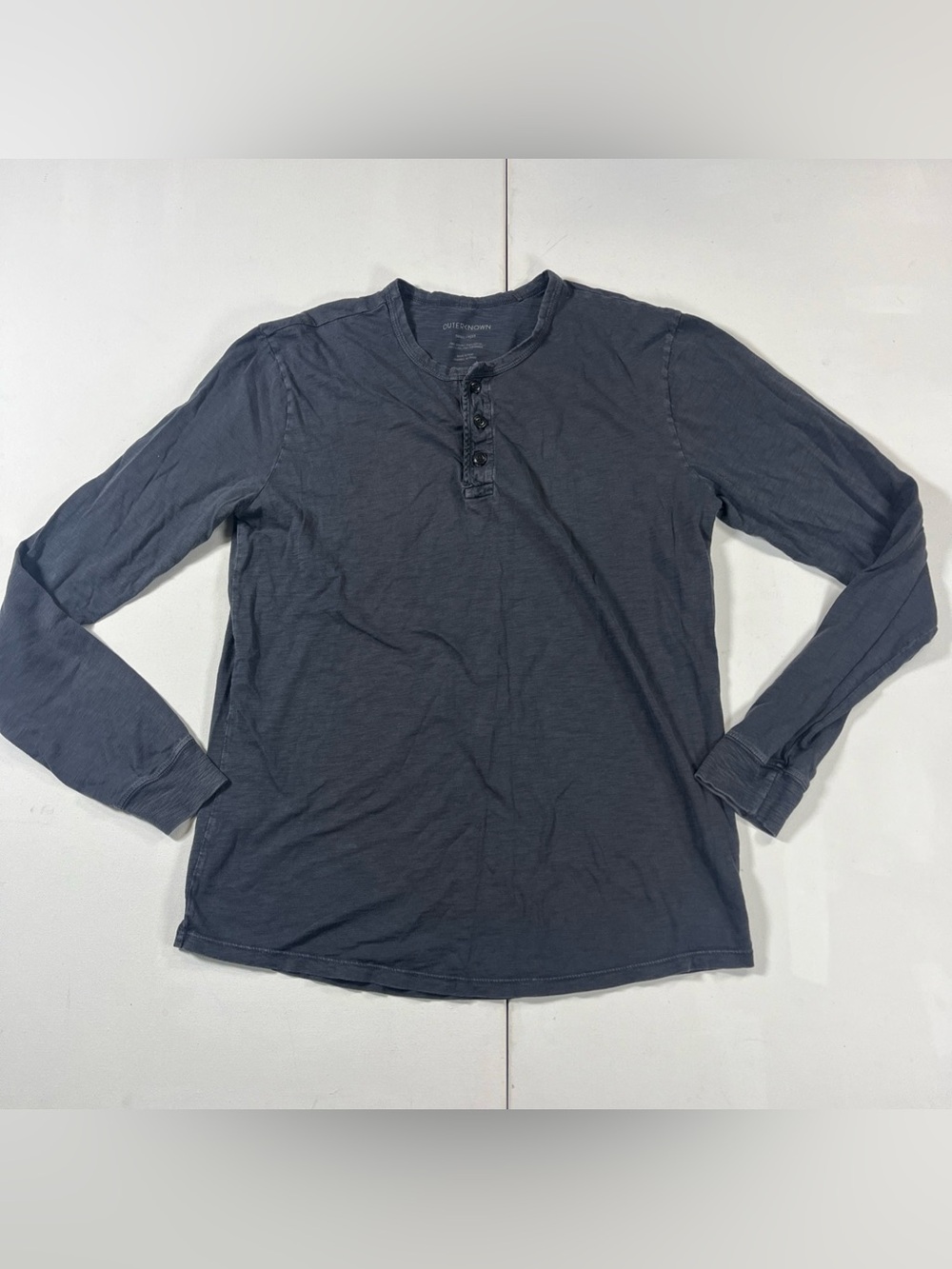 Outerknown Henley Shirt Black Long Sleeve  Organic Pima Cotton Tee Men’s S